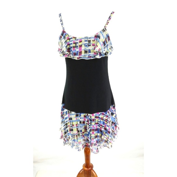 Kensie Tiered Dress Sz L Color Block - Picture 2 of 7